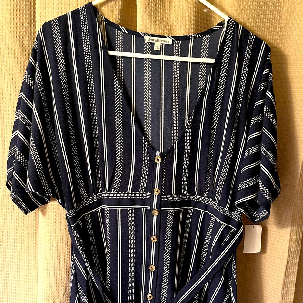 Navy Blue/White stripes. NEW WITH TAGS. MEDIUM.
